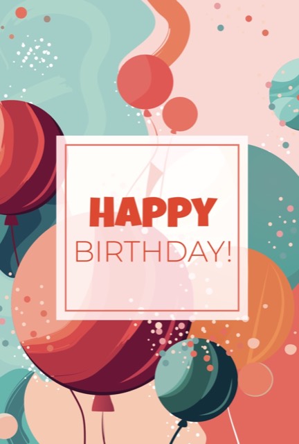 Happy birthday, kaart met ballonnen
