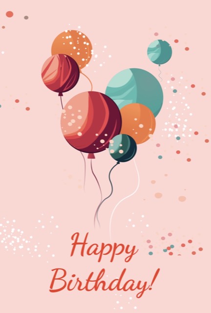 Happy birthday, kaart met ballonnen op roze