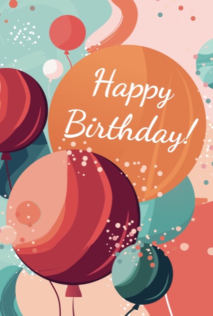 Happy birthday, feestelijke kaart met ballonnen