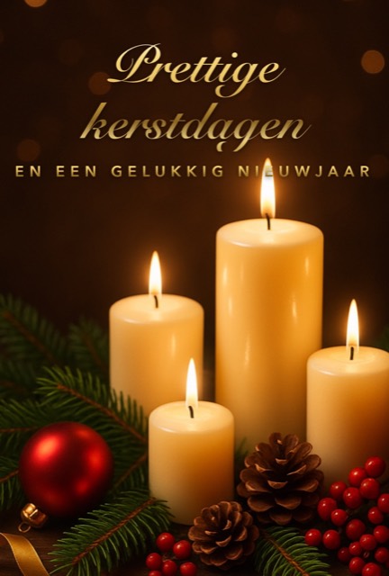 Prettige kerstdagen, kaart met kaarsen
